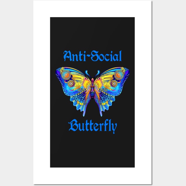 Colorful Anti-Social Butterfly Wall Art by Atteestude